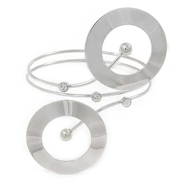 Open Cut Circle, Crystal Armlet Bracelet In Silver Tone/ Contemporary - 27cm L gallery