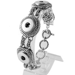 Snap Jewelry Ginger Charm 9 inch Metal Bracelet Fits 3 Women’s 18MM 20MM Buttons