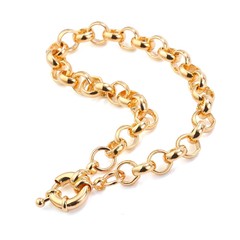 Womens Girls 18K Yellow Gold Plated Bracelet Chain Bolt Ring Clasp Bangle Gift