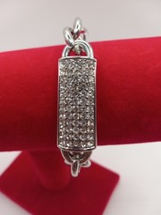 Rhodium Tone Bracelet With Cubic Zirconias Adjustable Bracelet 8-9in