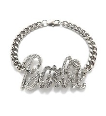New with Crystal Rhinestones Metal ID Barbie Link Bracelet