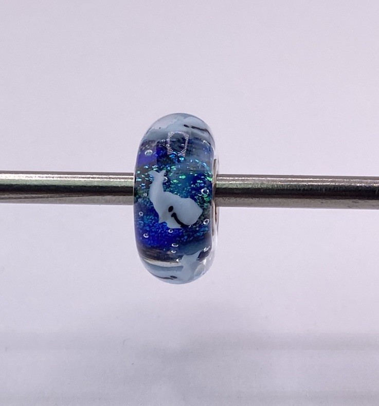Mandy Ramsdell Shark Bead Retired Ocean Blue Dichroic Glass Artisan Charm gallery