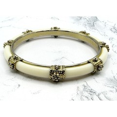 Gold Cream Bangle Bracelet Vintage Style 8.5″ Decorative Spacers