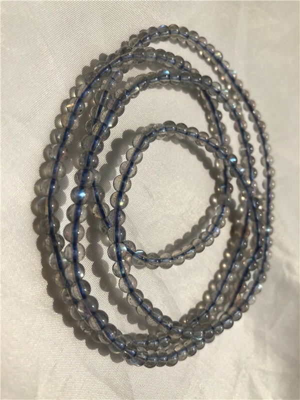 3ROWS Natural Moonstone Blue Light Crystal Bracelet AAAA 4-5mm gallery