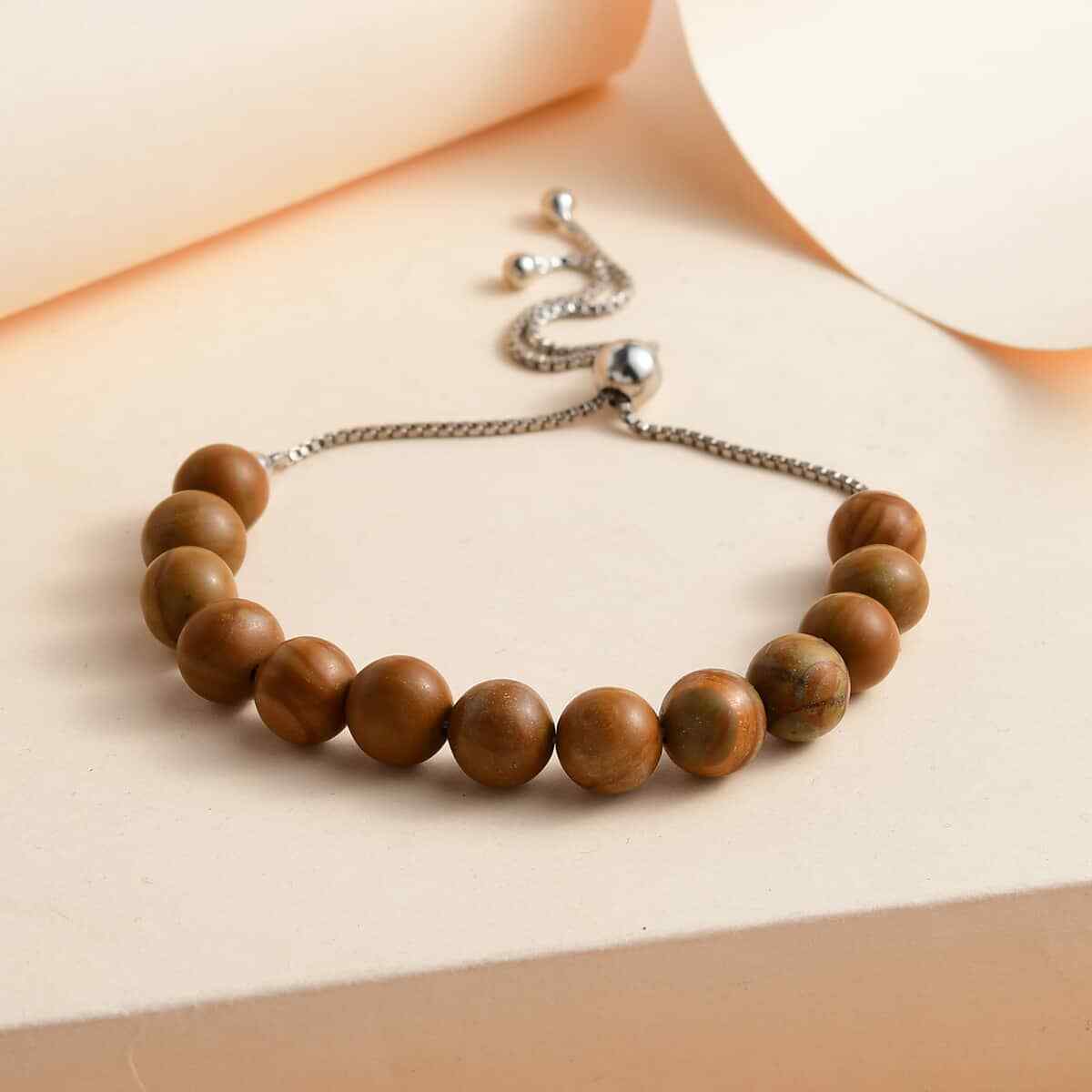 SUPER SWEET Zebra Jasper Beaded Bolo Bracelet in Sterling Silver 50.00ctw gallery
