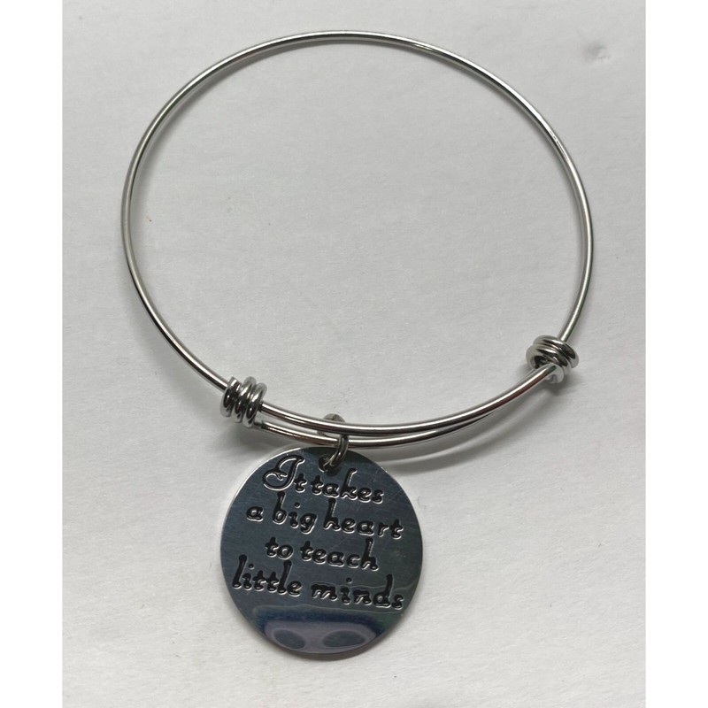 Silver Tone Bracelet Teacher Gift It Takes A Big Heart To Teach Little Minds gallery