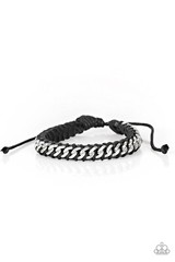 Paparazzi Bracelet- Rugged Ranger- Black and Silver- Urban Pull String Cute