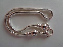 Dione® Easy-On Chain, silver-plated brass, 6.5 to 8.5 inch snake chain