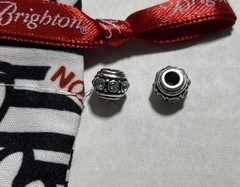 NEW Lot Of 2 Brighton BLUE Mini Glam Slide Beads Silverplated Retired MINI