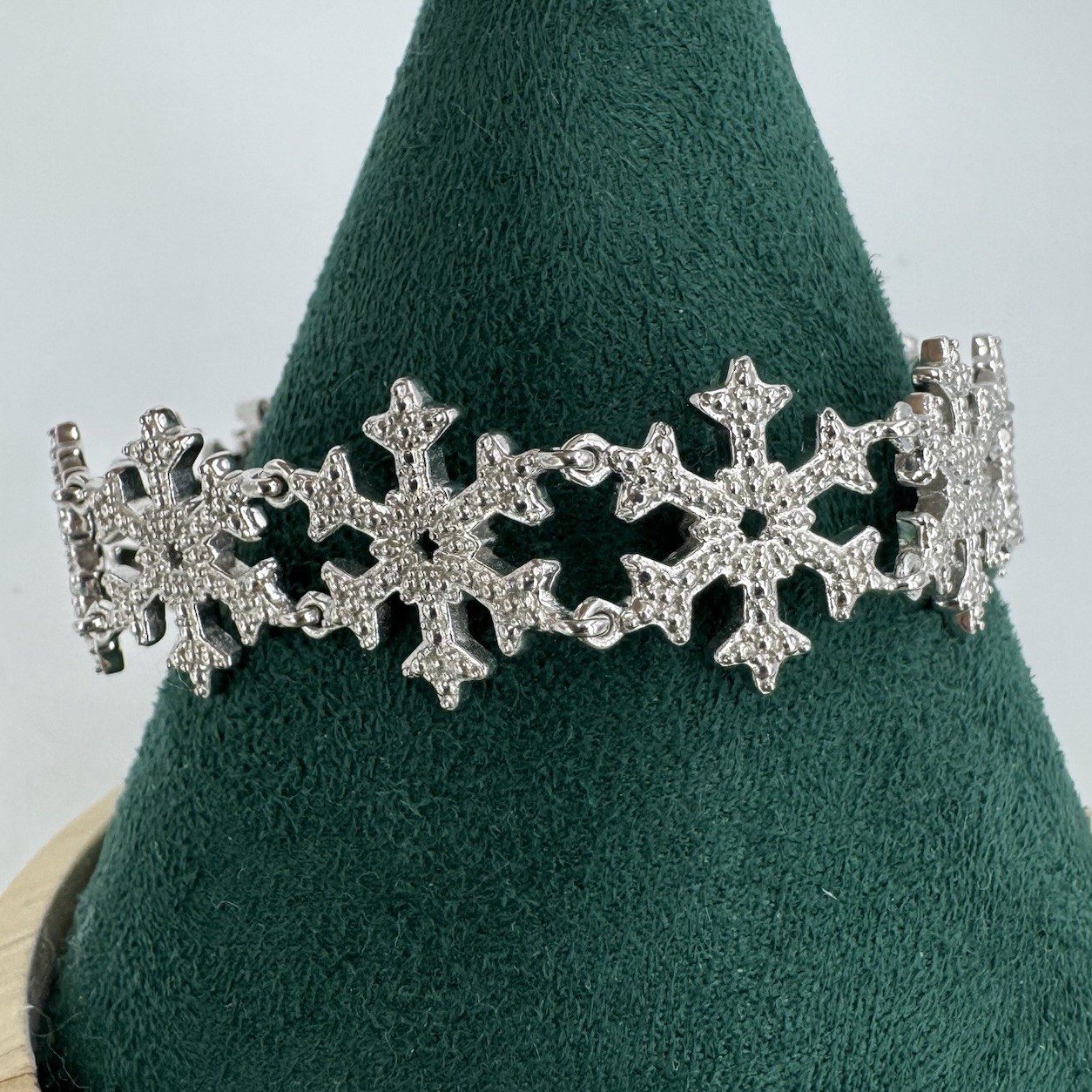 Snowflake bracelet textured open platinum bonded 7.5'' gallery