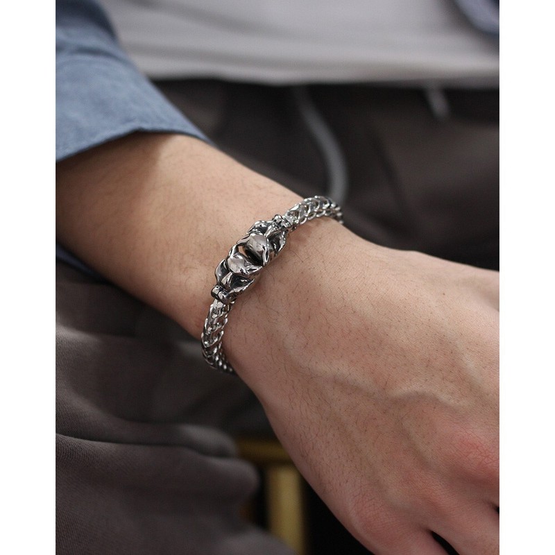 Punk 6mm Mens Hip Hop 21cm Stainless Steel Gift Vintage Wolf Head Link Bracelet gallery