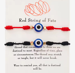 (Set of 2) Evil Eye Bracelets Adjustable Red Rope String Protection Lucky Charm