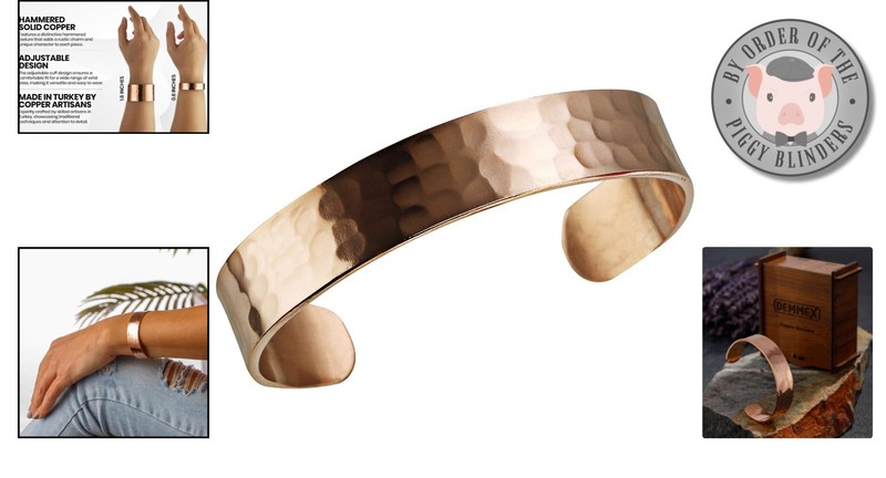 Handcrafted Copper Cuff Bracelet – 100% Pure Turkish Copper, Unisex & Adjustable gallery
