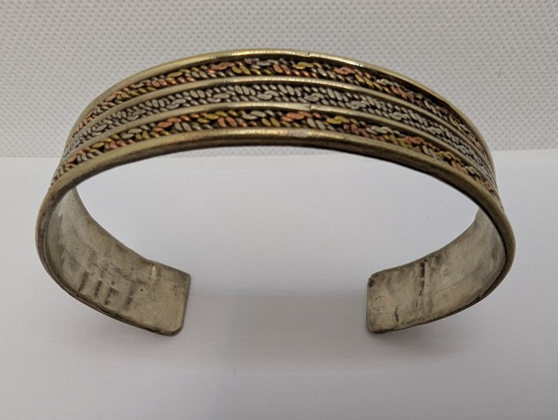 Cuff Bracelet. Three Metal Brass, Copper & Silver Tone Metals Design. 1 Bracelet gallery