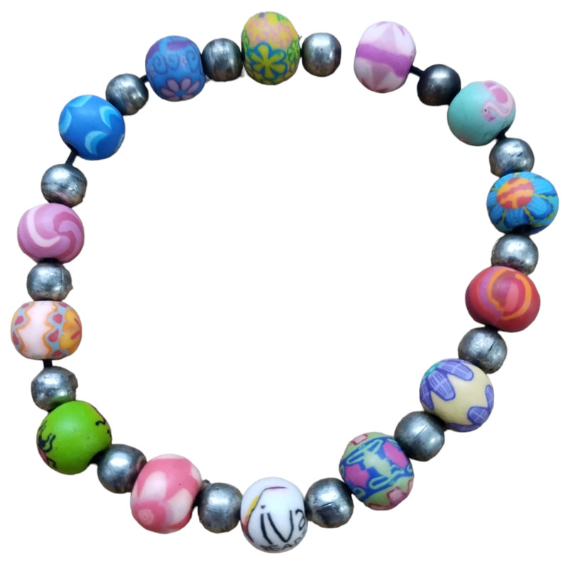 Viva Beads Bracelet Lot of 4 Colorful Polymer Clay Costume Jewelry Multicolor gallery