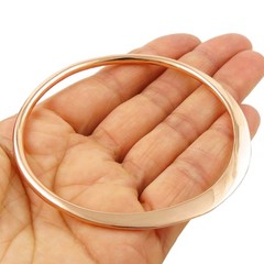Large Copper Bangle Sculpted Flat and Rounded Edge Bracelet for Women Gift Boxed
