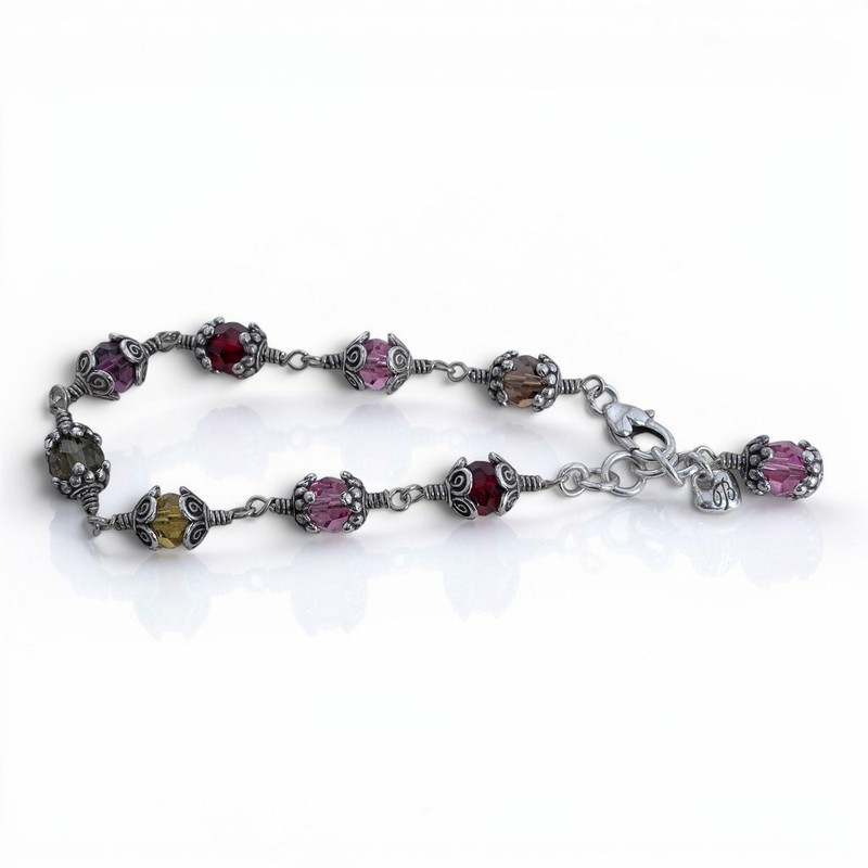 Vintage Brighton Glass Mountain Beaded Bracelet Multicolor Caged Crystal Retired gallery