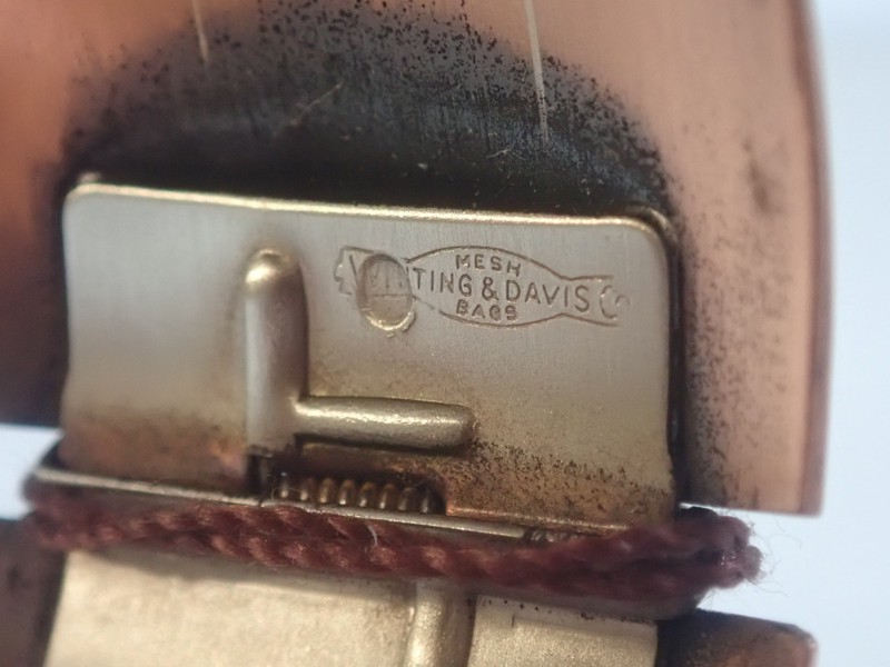VINTAGE MCM WHITING & DAVIS SOLID COPPER WIDE BAND BANGLE HINGED BRACLET w/ TAGS gallery