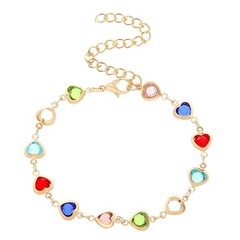 Crystal Love Heart Linked Charm Bracelet Women Jewellery Love zircon Anklet