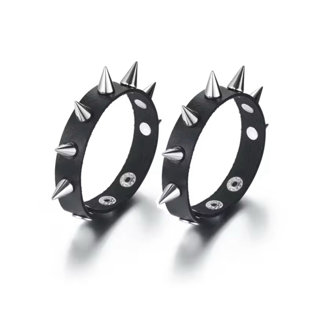 Spiked Faux Leather Bracelet Rivet Cuff Wrap Bangle Punk Wristband 2 Pc