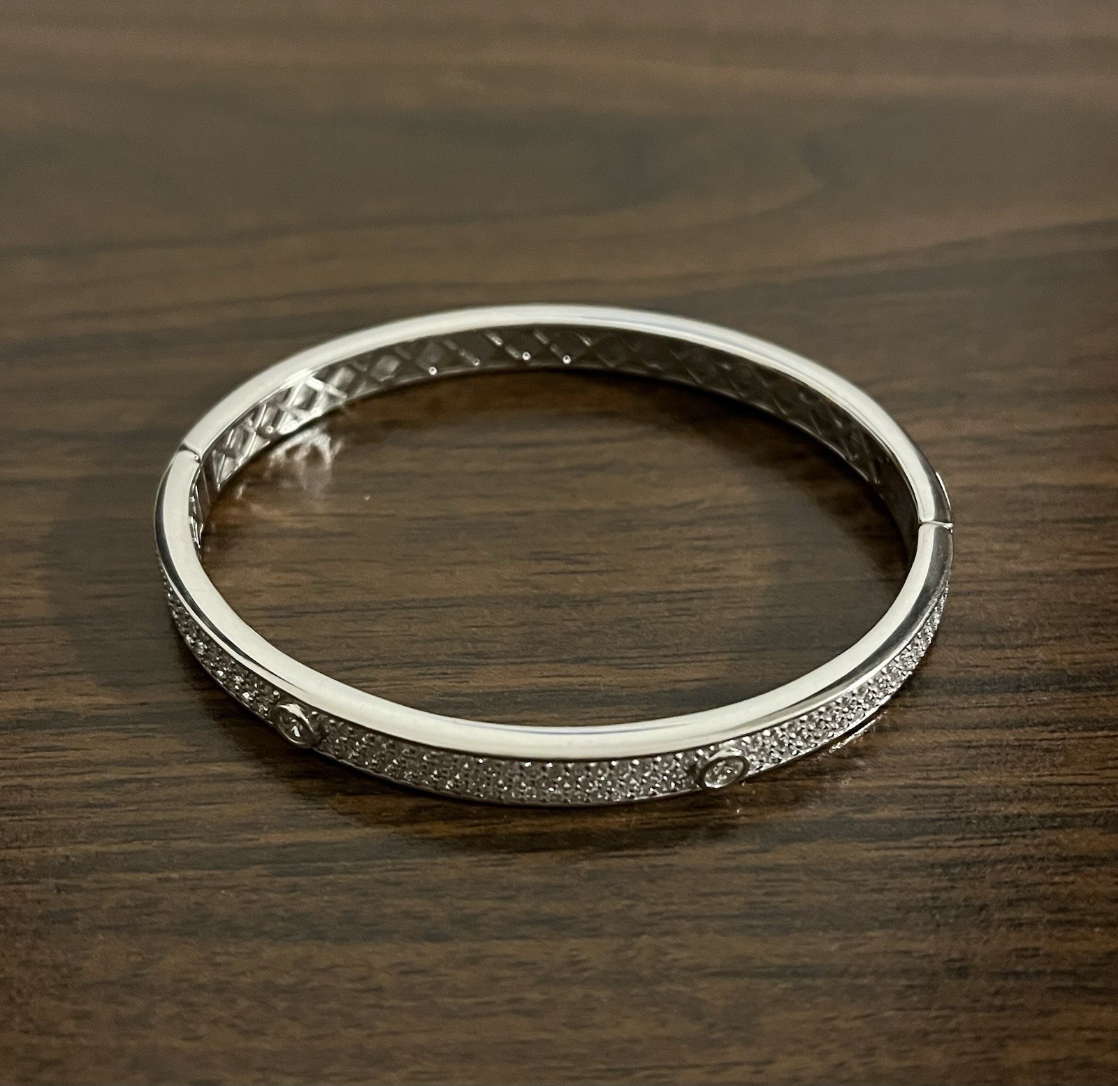 NIB QVC Diamonique Sterling Silver Pave & Bezel CZ Bangle Bracelet, Small gallery