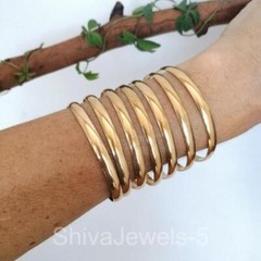 7 Day Bangles Half Round Brass 24k Gold Plated West Indian Bangle Set S-09