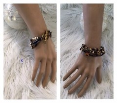 3 Strands Women’s African Bracelet W/Glass, Wood & Bone Beads & Vintage Clasp
