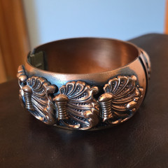 Whiting And Davis Vintage Copper Tone Hing Cuff Bracelet