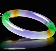 Natural Lavender Yellow Green Jade Gemstone Bangle Bracelet 56-64mm Jewelry