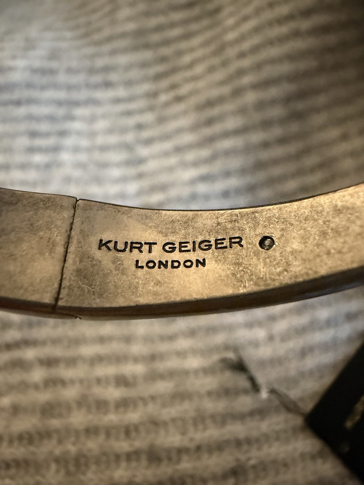 KURT GEIGER LONDON SILVERTONE CRYSTAL HINGED CUFF DUAL EAGLE BANGLE BRACELET NWT gallery