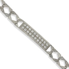 STERLING SILVER CUBIC ZIRCONIA BABY ID IDENTITY CURB CHAIN BRACELET CHRISTENING