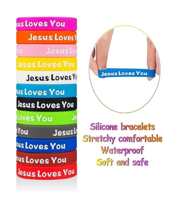 Jesus Loves You Rubber Bracelets Colorful Silicone Christian Jesus Wristbands gallery