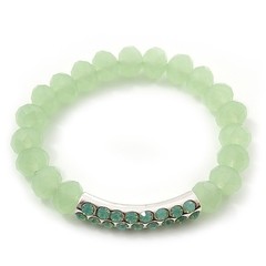 Light Green Mountain Crystal and Swarovski Elements Stretch Bracelet – Up to