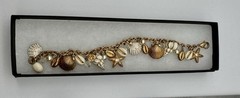 Daniel Lyon’s Swarovski Crystal Coaster seashell Charm Bracelets Gold tone