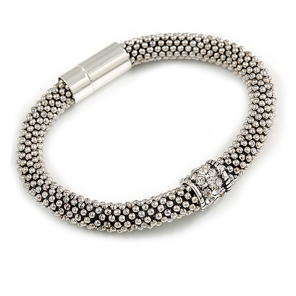 Vintage Inspired Snowflake Bead with Crystal Ring Magnetic Bracelet in Aged gallery
