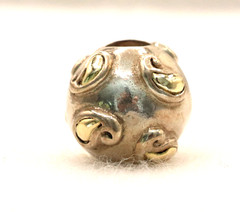 Vintage Sterling Silver Raised Gold Scroll Slider Charm Bead BEAD ONLY Pre-owned