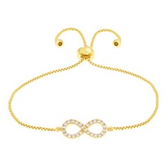 Elegant Confetti 18K Yellow Gold Plated Diamond Bolo Heart Bracelet