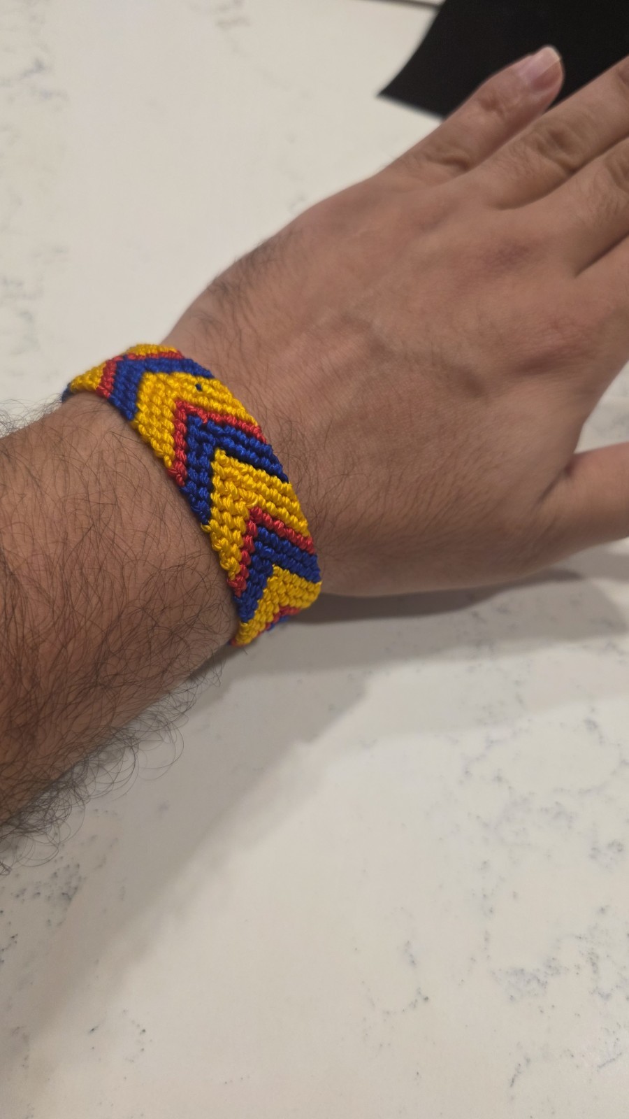 Colombia flag colors yellow blue and red handwoven bracelet with adjustable size gallery