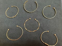 Gold Tone Stackable Open Cuff Bangle Bracelets Set Love Flower Heart Knot
