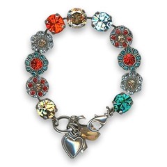 Bracelet by Mariana Woman Beautiful Red and Teal Swarovski Crystals