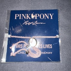 POLO RALPH LAUREN Pink Pony Charm Cancer Awareness Foundation Bracelet one size
