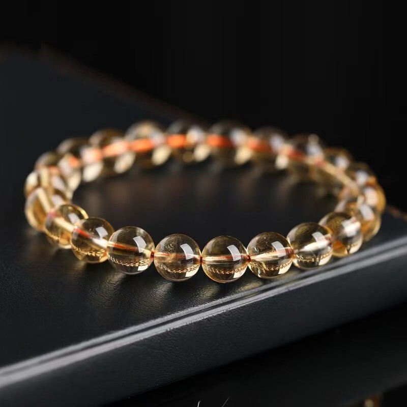 8mm Natural Yellow Citrine Gemstone Crystal Round Bead Bracelet AAAAA gallery