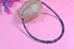 Natural Iolite Faceted Rondelle Gemstone Beads Handmade Women Bracelets 6- 8”