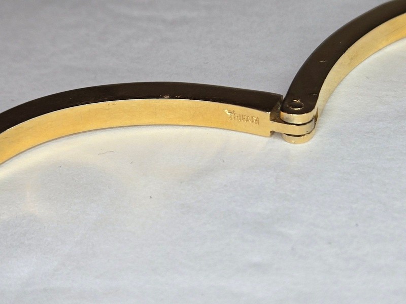Trifari Gold Tone Snap Clasp with Clear Rhinestone Accent gallery