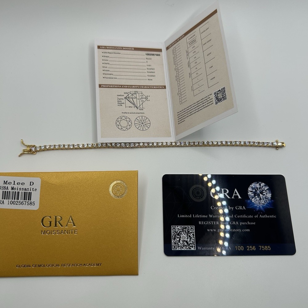 Diamond Lab Made Tennis Bracelet Solid 925 Silver Passes Test GRA VVS1 D 3mm 7”