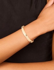 Mixed Metal Plated Half Flat Hinged Bangle Gold And Silver Plated