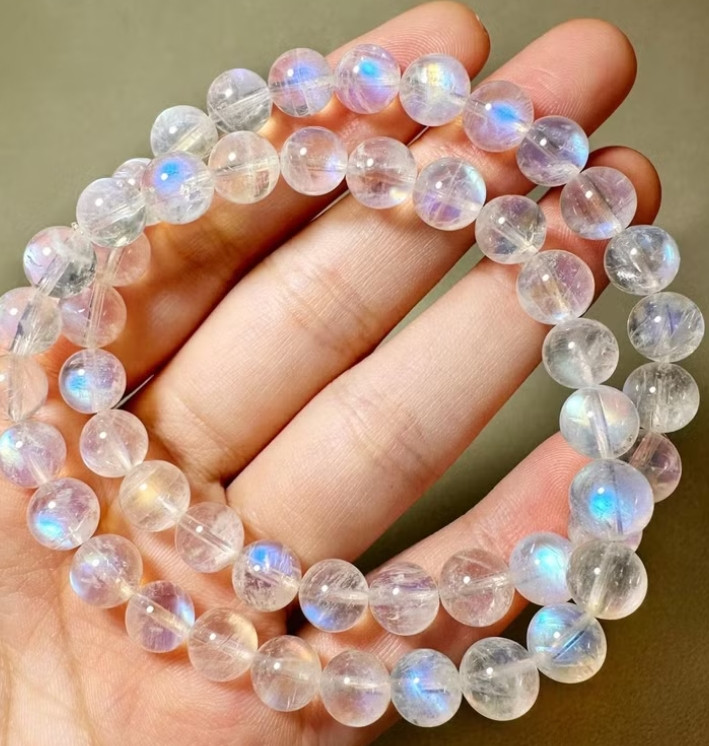 Moonstone Stone Bracelet Natural 7-8mm Gemstone Stretch Energy Bracelet Gift gallery