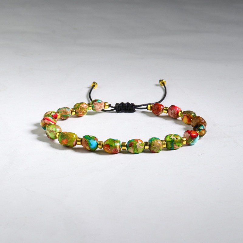 Rainbow Sea Sediment Jasper Bracelet Floral Crystal Stone Jewelry Women Gift gallery