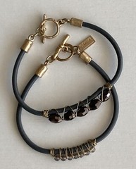 Canvas Wire Beaded 7” Ladies Cord Toggle Brass Bracelet Lot 10.2g Nordstrom
