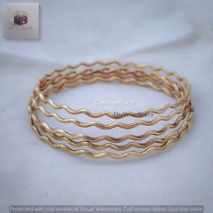 Squiggle Bangle, Zig Zag Wave 5 Pcs Brass Handmade Bangles Gift for Women